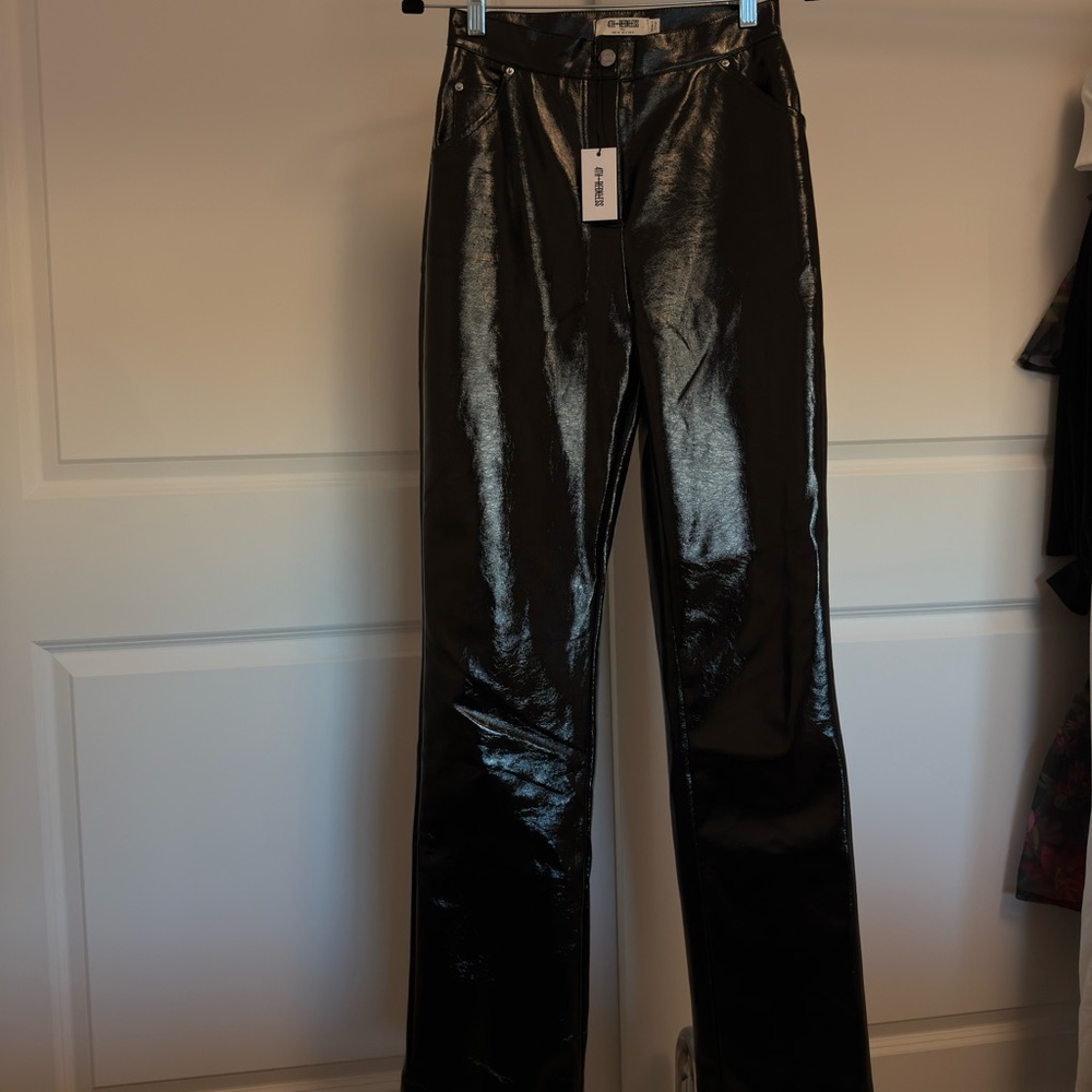 Shiny Black Leather Pants